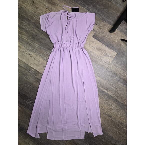 Front Dresses & Skirts - DEEPSELF Womens Size S Lavender Purple Maxi Dress Open Back Front Slit NWT